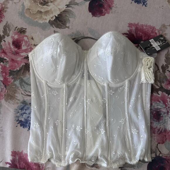 NWT Dominique Lace Corset Bra Sz 40D Coquette Festival Fairy Lace Trim Longline - Picture 5 of 13